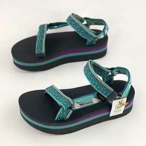 Teva Flatform Universal Teal Purple Women's Sandals Adjustable Straps Strappy
